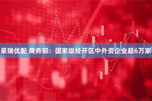 豪瑞优配 商务部：国家级经开区中外资企业超6万家